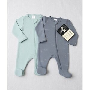 Modern Moments by Gerber Newborn Sleep and Play 2Pk Viscose Ribbed Blue Mint Sun
